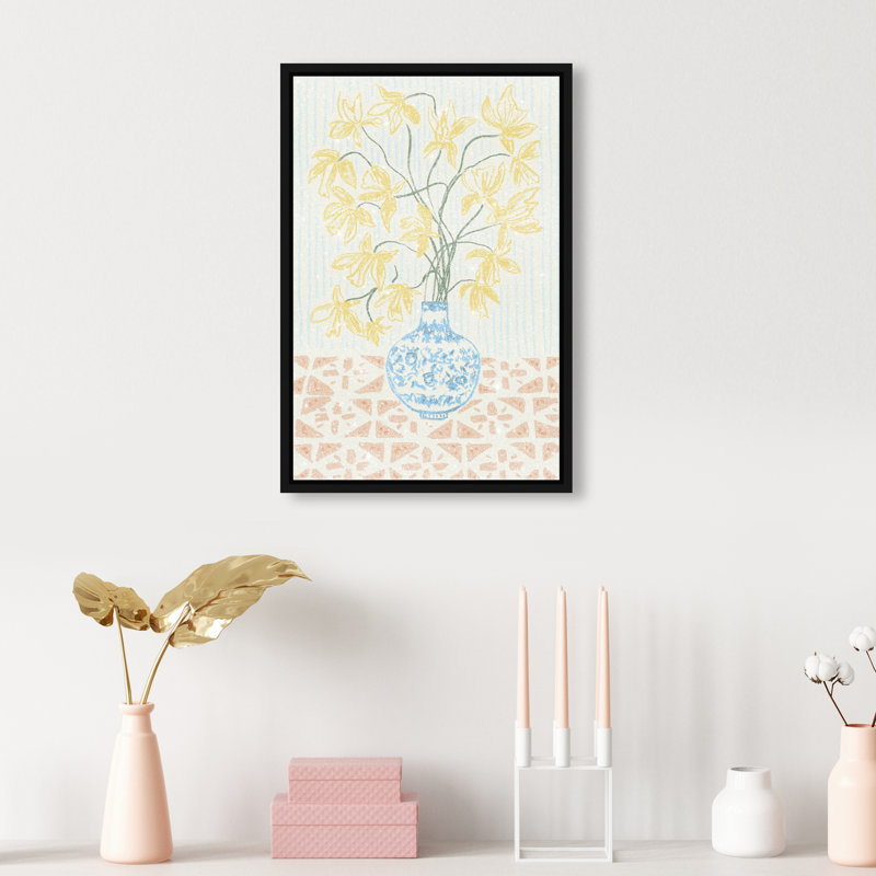 Yellow Iris Summer Print by Oliver Gal, 16"H x 11"W, Black Floater Frame