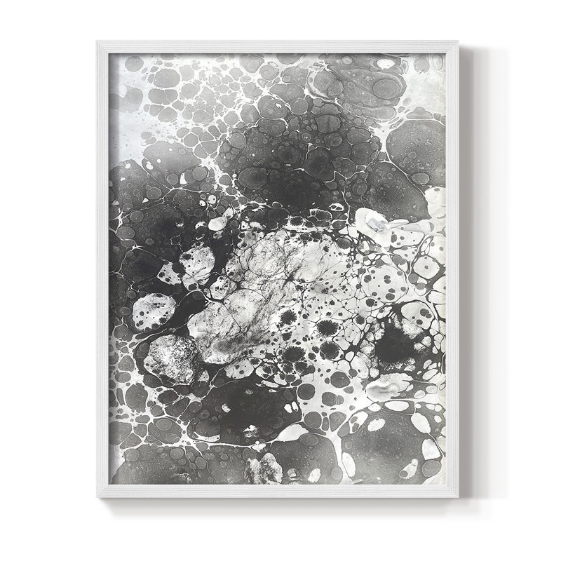 Marbling VI Framed Print - Solid Wood, 11" H x 9" W, White