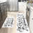 Kitchen Laundry Room 2 Pack Typography Print Black White Kitchen Mats
