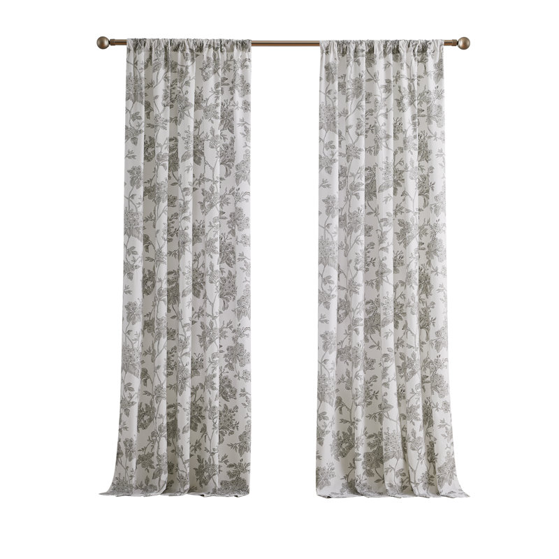  Mila Floral Window Drapes, 50" W x 84" L