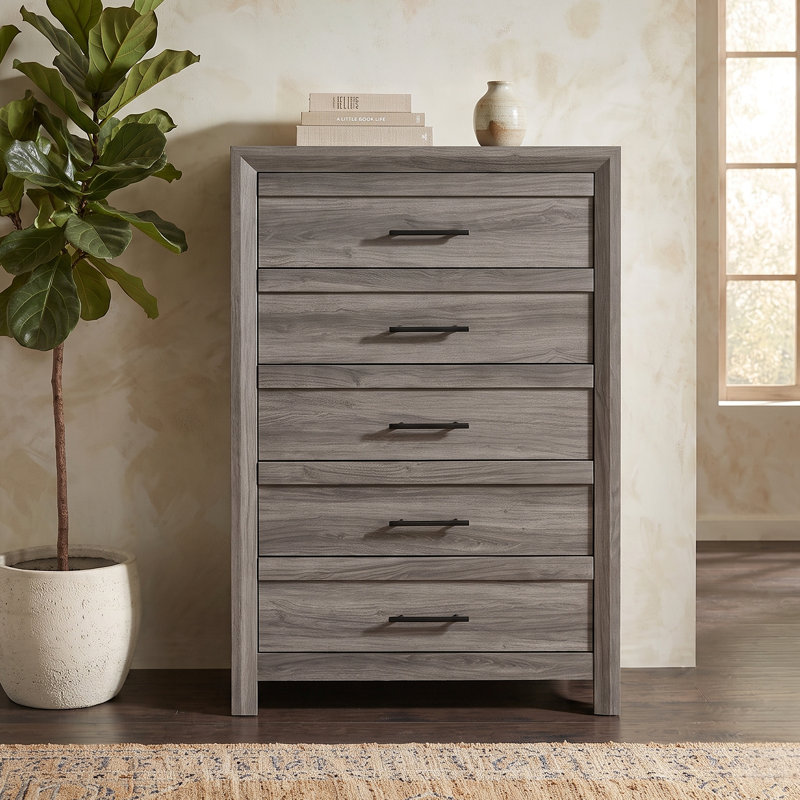 Zarrah 36'' W 5 - Drawer Chest, Gray