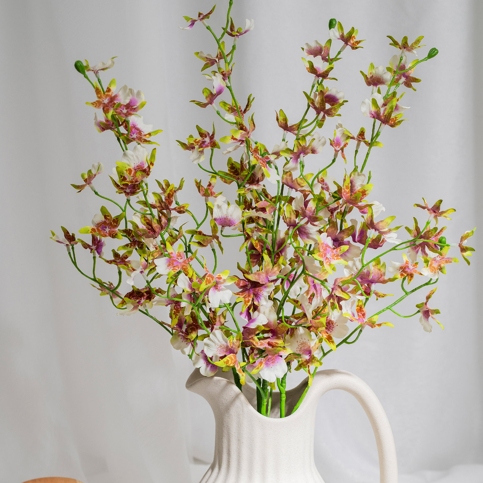 Creamy white Decorative Artificial Cherry Blossom, 31.59" x 4", White-Pink-Yellow