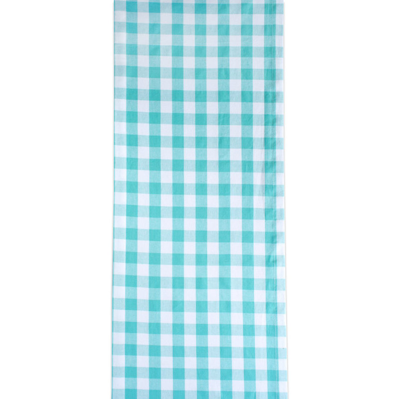 Devia Checkers Table Runner, Aqua