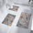 Grey Gold Marble Bathroom Mats Rugs Sets 3 Piece