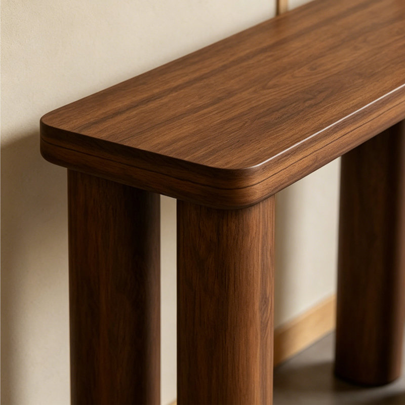 Console en bois massif de style médiéval, H 30,3 po x l 62,9 po x P 15,7 po, Brun