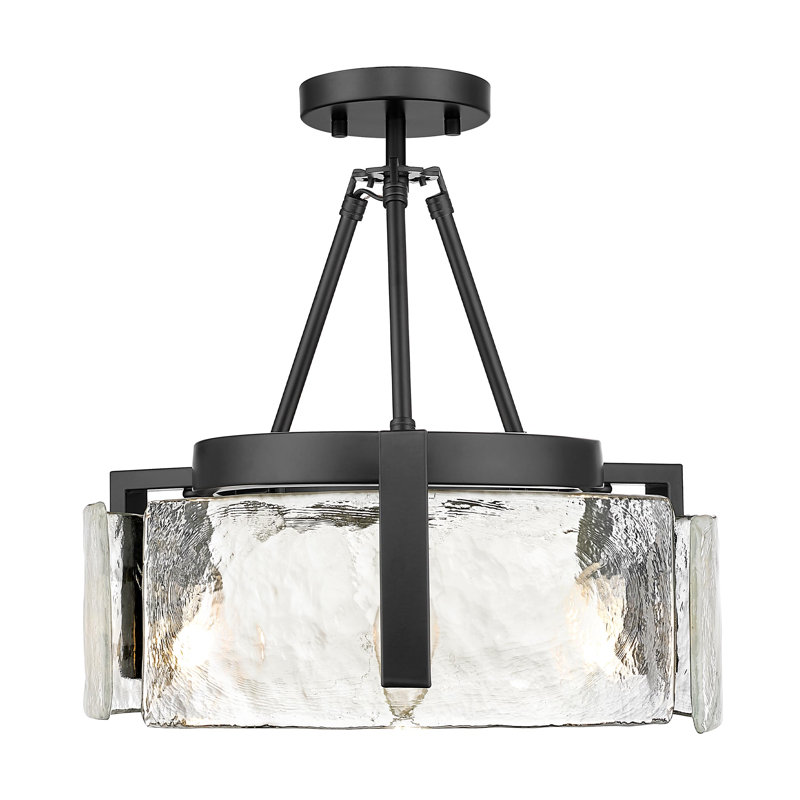 Plafonnier semi-encastré 3 lumières, Noir mat