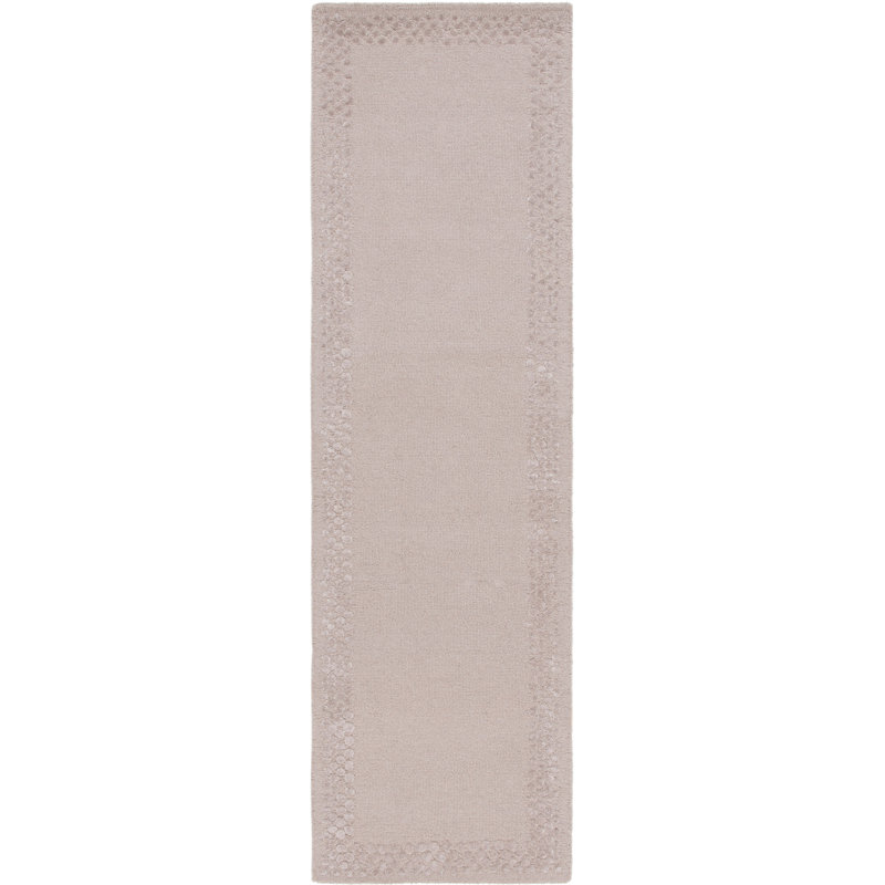 Elick Hand Tufted Wool/Viscose/Cotton Solid Color Rug in Beige, Runner 2'3" x 8'