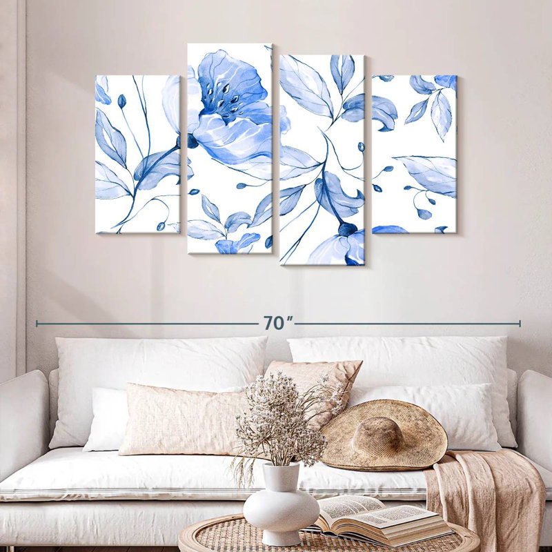 Harnek Blue Spring Flowers, 32" H x 52" W