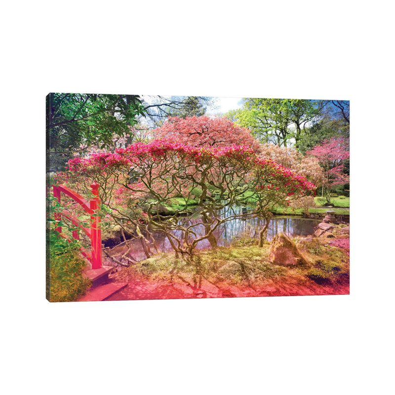 Japanese Garden And Pond by Beli - Wrapped Canvas Print, 20.32 cm H x 30.48 cm W