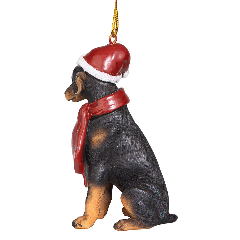 Festive Doberman Pinscher Holiday Resin Ornament with Santa Hat