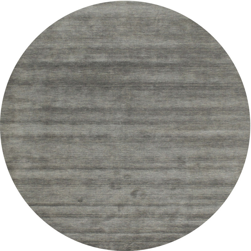 Tapis contemporain noir / gris, Rond 8 pi