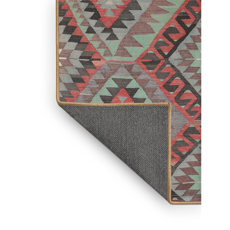 Tapis contemporaine rouge/noir/gris, Rectangle 7 pi x 10 pi