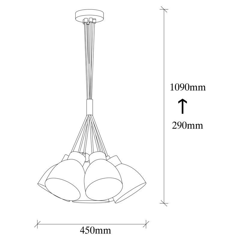 Luminaire suspendu en forme de cloche à 7 lumières Philo, Rétro