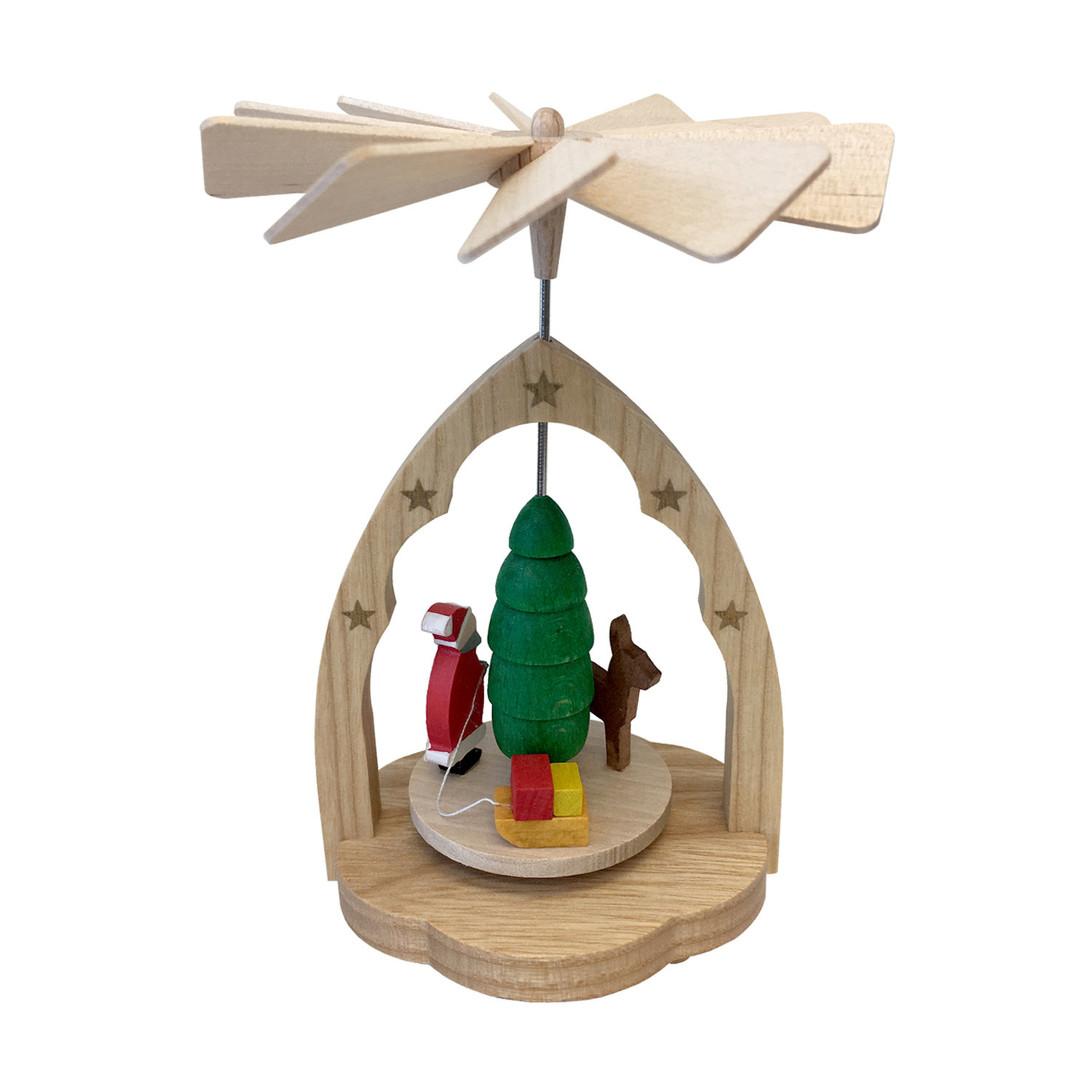 Alcott Hill Mini Pyramid Santa Figurine Wood Finish Style | Wayfair