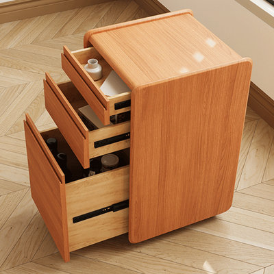 Solid wood electric height-adjustable desk with drawers