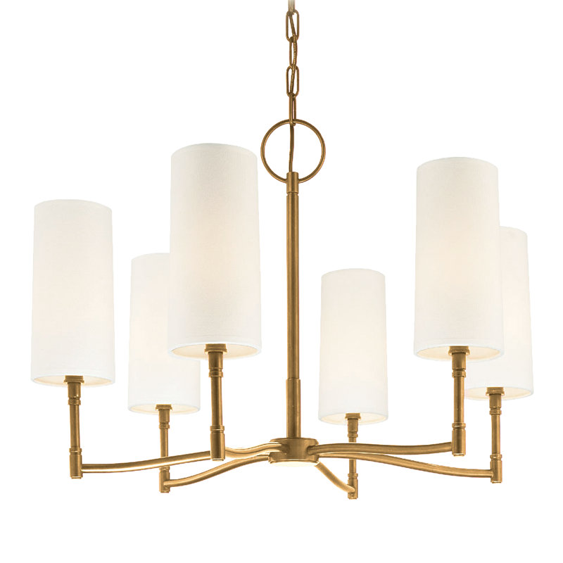 Dillion 6 - Light Chandelier, Aged Brass
