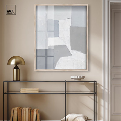 Art mural minimaliste «Ice Floe I Shadowbox» par Art Remedy, cadre noir, 16 x 20