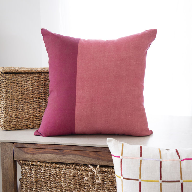 Housse de coussin texturé en coton texturé, 20 po x 20 po, Rouge, Polyester/ Bourre en polyester