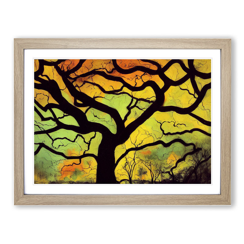 Fanciful Oak Tree 1 Piece Single Picture Frame Wall Art, 46cm H x 64cm W x 2cm D, Oak Framed