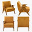 Chaise d'appoint Mid-Century moderne avec accoudoirs sculpturaux en bois-1794258004