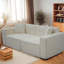 3 lits avec dossier rembourré: housse en lin et rangement pour le salon, la chambre à coucher et les appartements Mid Century Intérieur: revêtement blanc-913007070-913007065