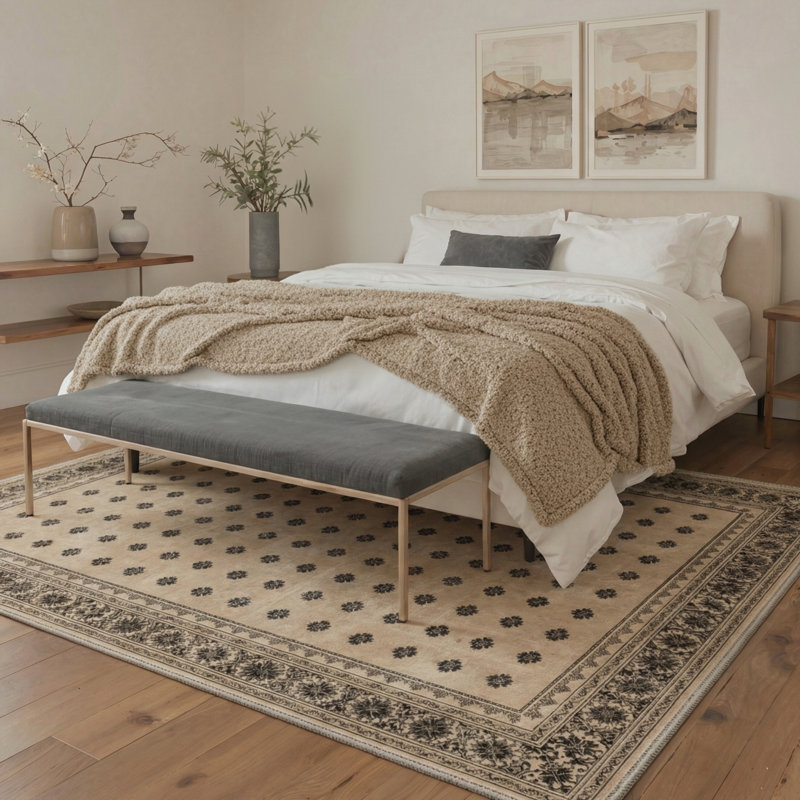 Tapis beige / brun Aldovin Novara Boho, Rectangulaire 8 pi x 10 pi