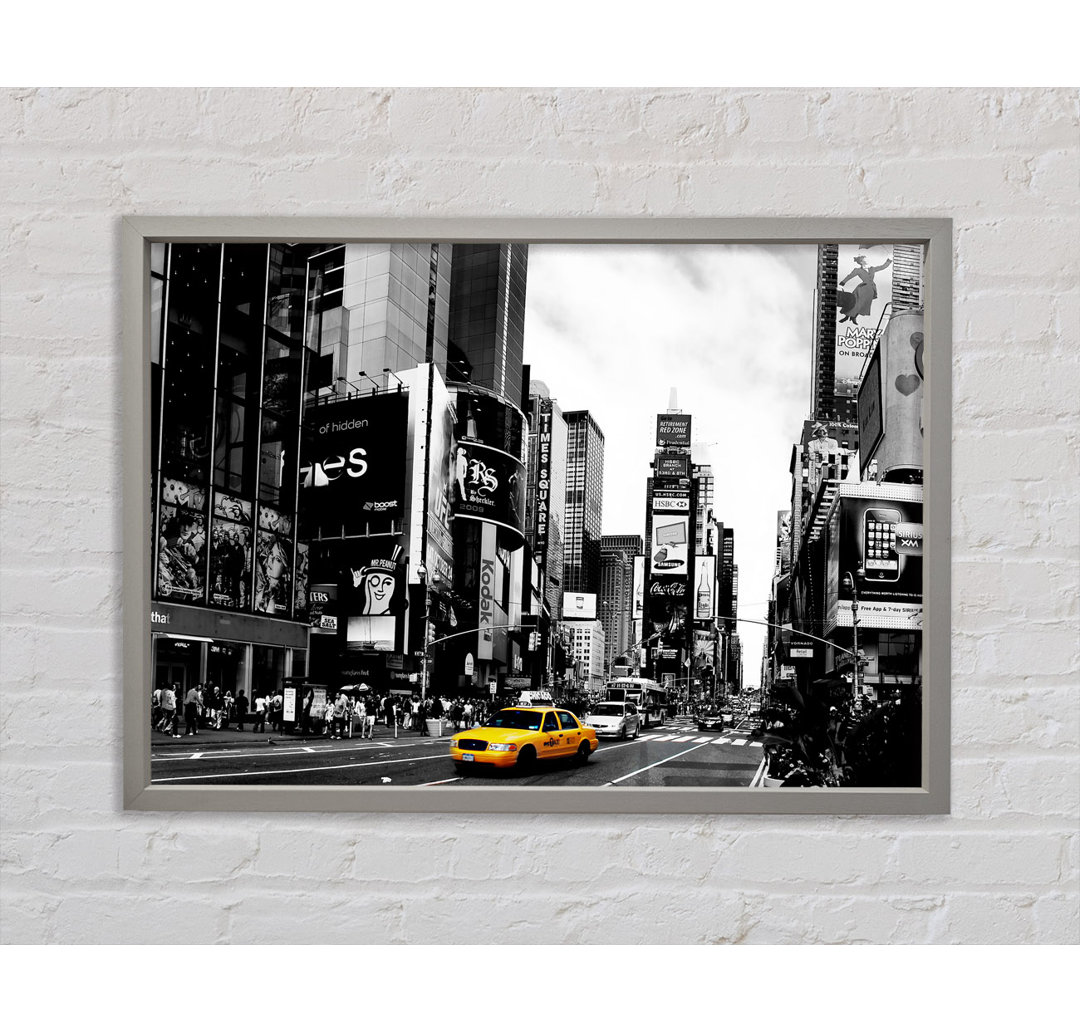 Broadway Yellow Cab B N W - Einzelner Bilderrahmen Kunstdrucke auf Leinwand