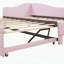Lit de jour simple tapissier en L rembourré en forme de L avec lit gigogne, rose-219843433