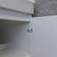 Meuble-lavabo moderne peu encombrant avec lavabo, céramique beige et blanc pour les petits espaces