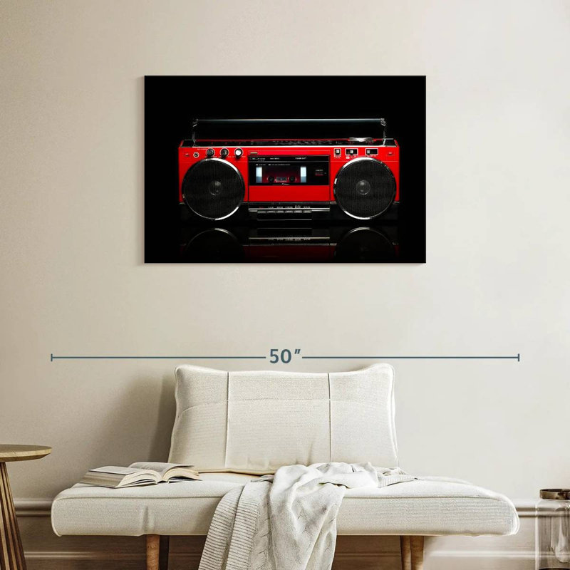 Abarca Retro Red Boom Box, 24" H x 36" W