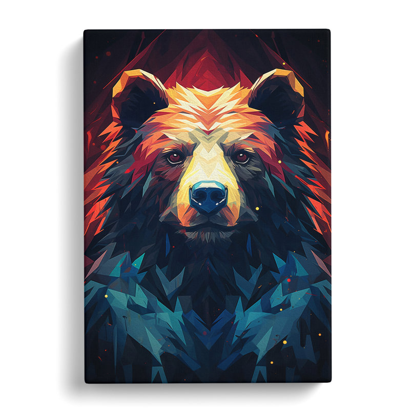 Bear Geometric - Wrapped Canvas Print, 50cm H x 35cm W x 3cm D
