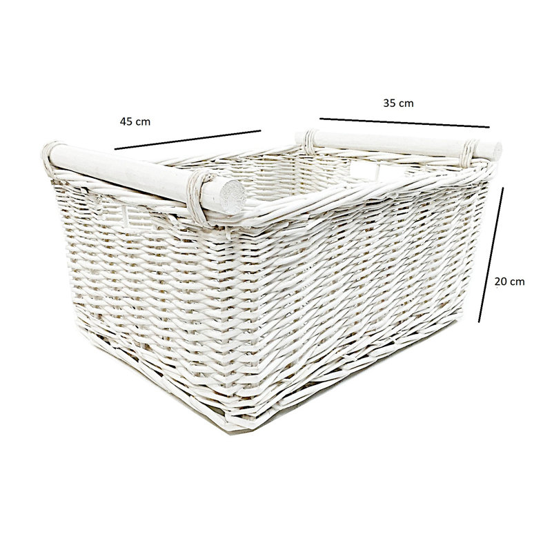 Symple Stuff Wicker Decorative Basket, White, 20cm H x 45cm W x 35cm D 