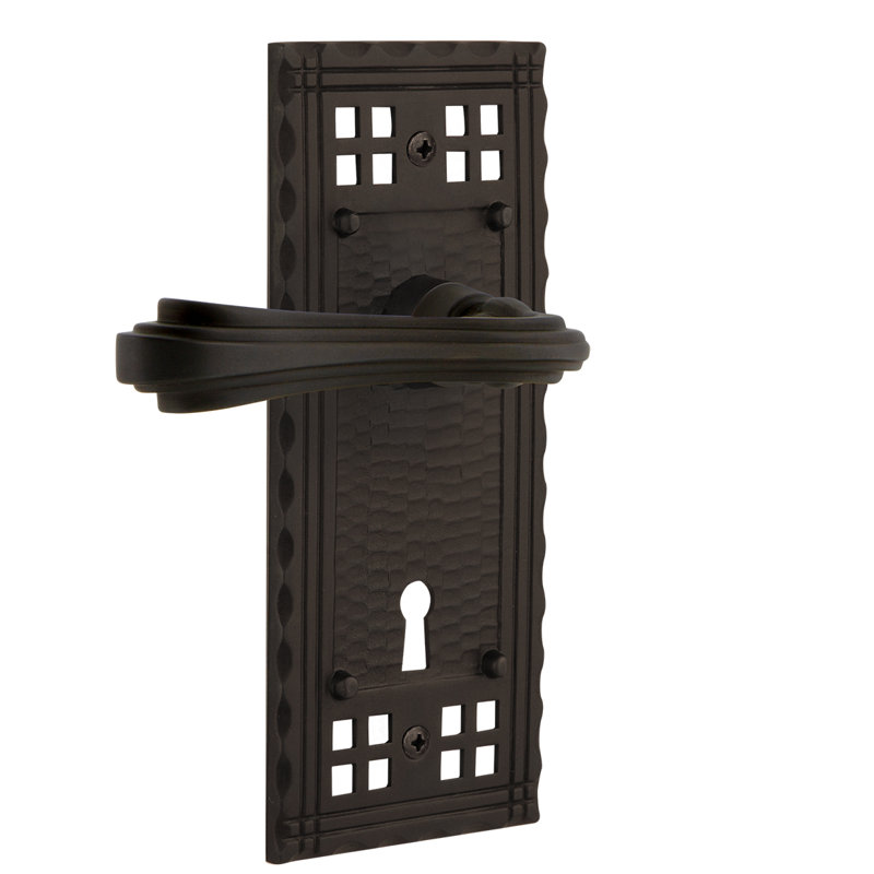 Craftsman Plate Passage (Hall & Closet) with Decorative Keyhole and Fleur Lever, Oil-Rubbed Bronze, 2.375"