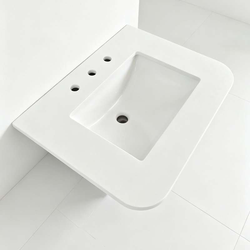 Comptoir de meuble-lavabo 28 po en pierre reconstituée et lavabo en céramique, assemblage requis