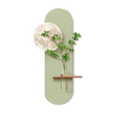 Creamy Sandstone Led Wall Decor With Water Vase & Greenery
