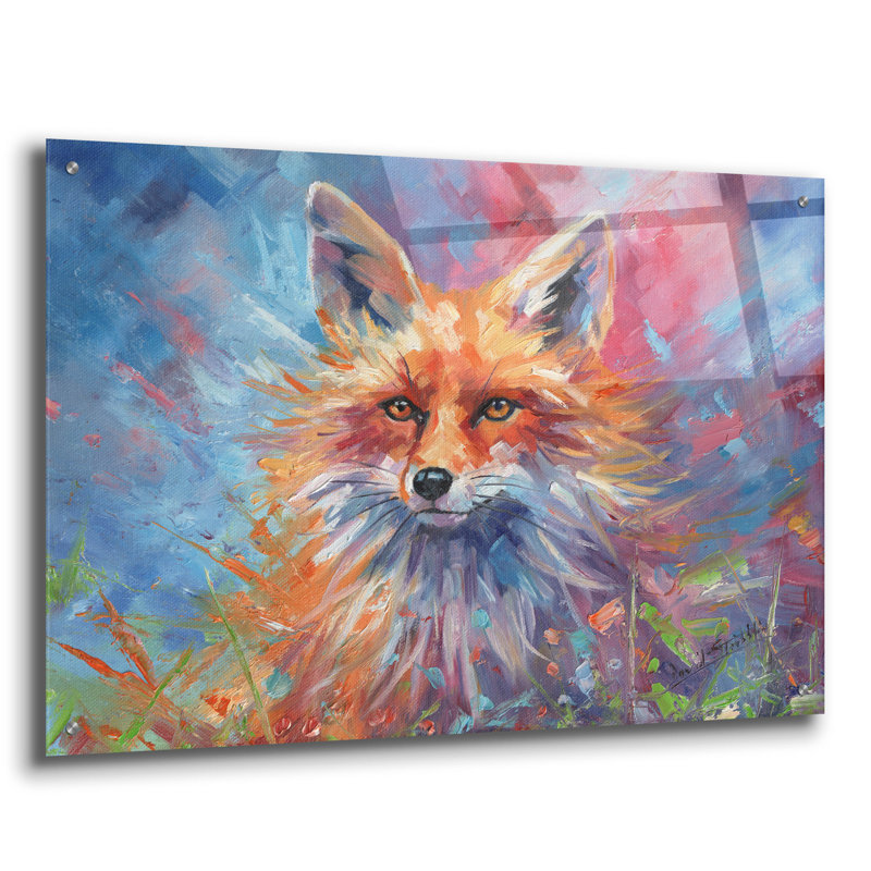 «Kitsune Fox2» par David Stribble, art mural en verre acrylique, H 24 po x l 36 po x P 0,2 po