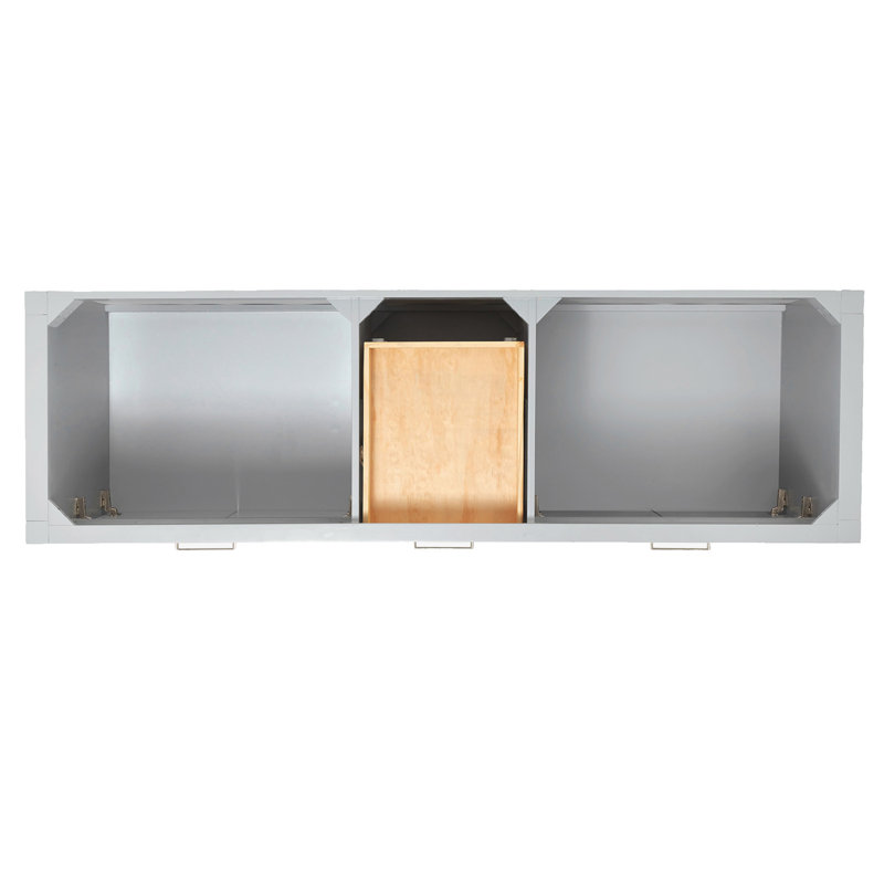 2_ARIEL Bristol 72 Double Sink Bathroom Vanity with Carrara White Quartz, Oval, Gray, 72"