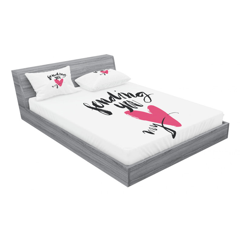Love Microfiber Fitted Sheet, Queen Fitted Sheet with 2 Pillowcases