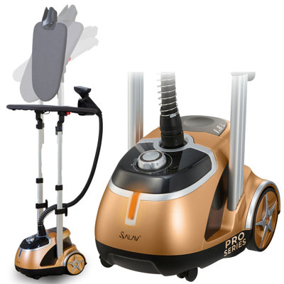 SALAV Professional Garment Steamer with Dual Bar & Rotating Ironing Board in Gold