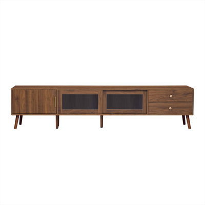 Meuble télé 76 po avec portes en verre 76 po Modern Minimal Modern