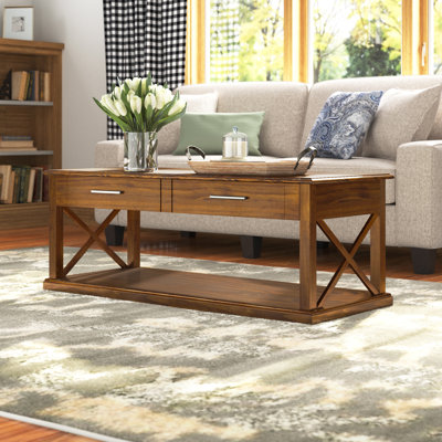 Table basse avec rangement en bois massif Myria