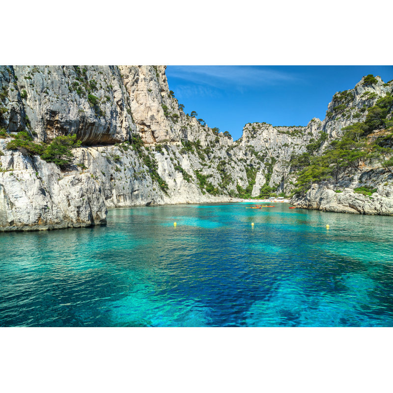 Colorful Kayaks In The Rocky Bay by Janoka82 - Wrapped Canvas Print, 30cm H x 46cm W x 3.8cm D