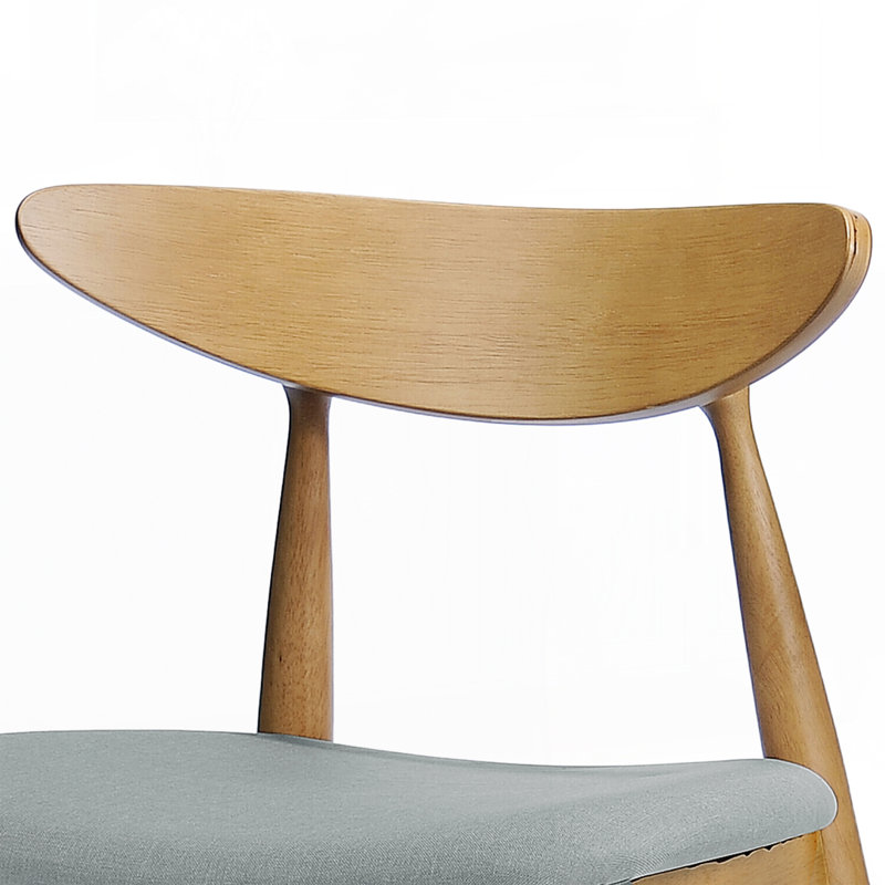 Ensemble de chaises de salle à manger rétro en bois d'hévéa avec dossier ergonomique, ensemble de 2, Beige, naturel