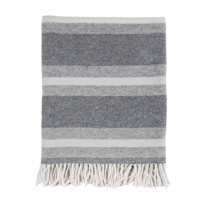 Alpine Grey & Ivory Twin Cotton Lightweight Throw Blanket