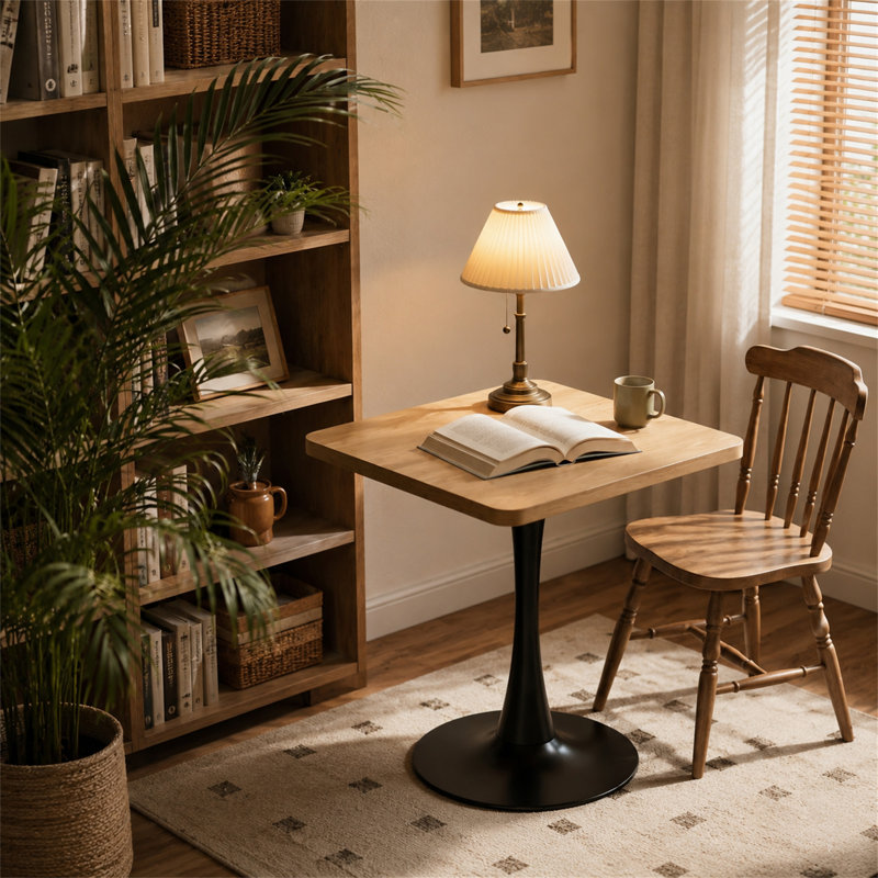 Square Dining Table, Natural / Black