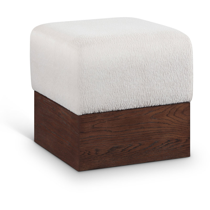 Repose-pieds / tabouret Madelen, Tissu velours beige, Brun