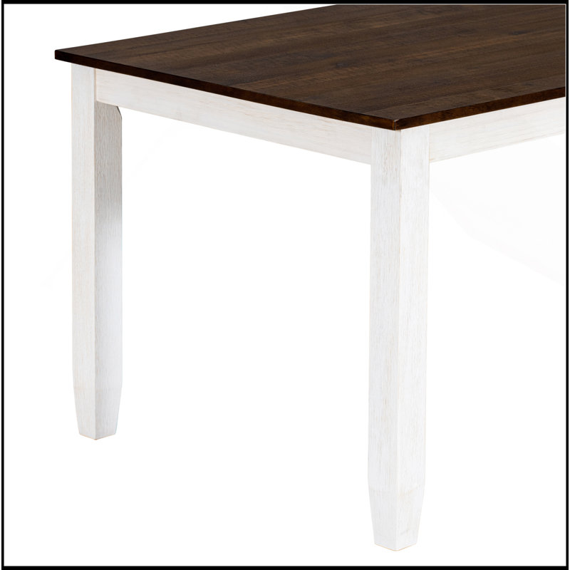 Ensemble de table de salle à manger de style rustique 6 pièces avec 4 chaises ergonomiques et un banc (noyer + blanc chalet)