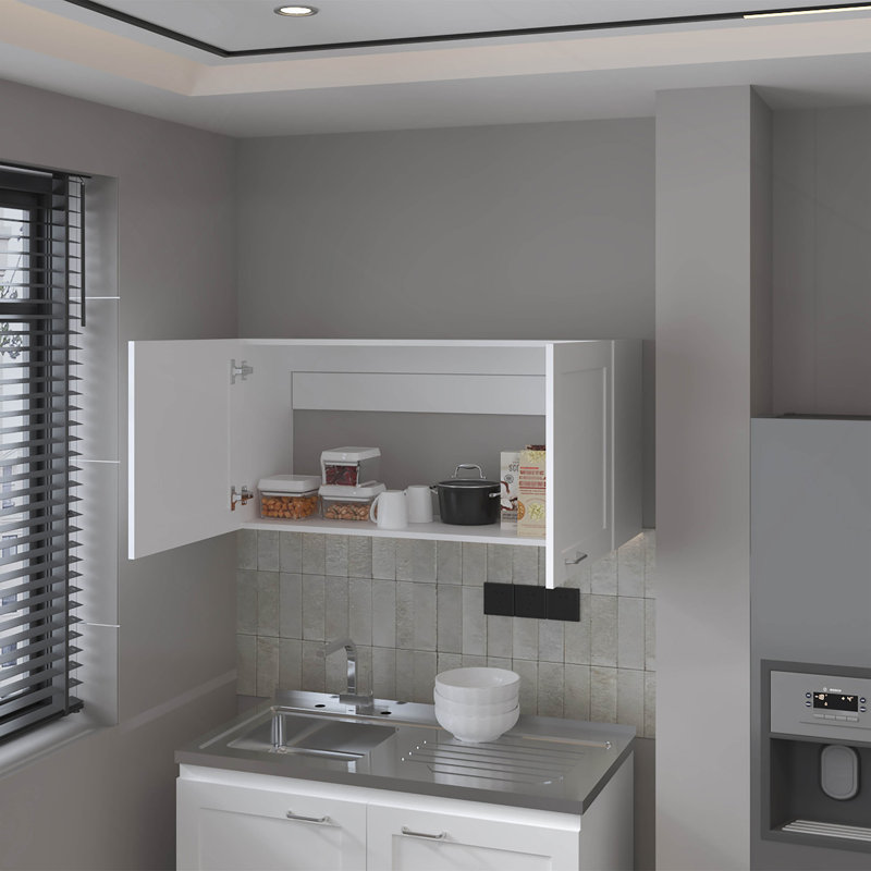 Armoire murale de cuisine avec 2 portes Nakya, blanc, Blanc