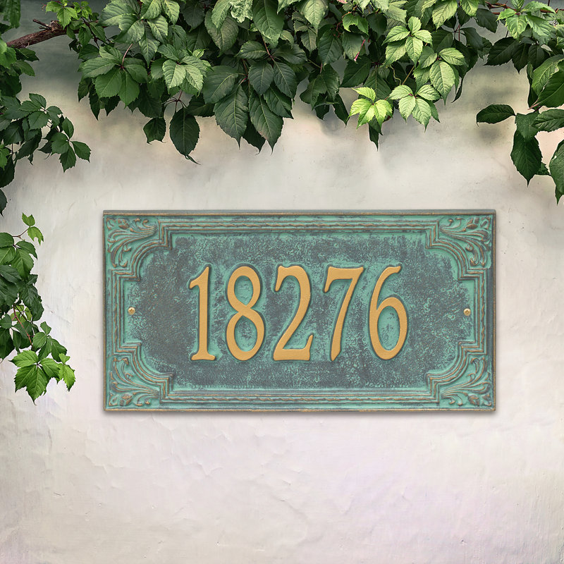 Signature Series 1-Line Wall Address Plaque, Verdigris, Bronze, Yes