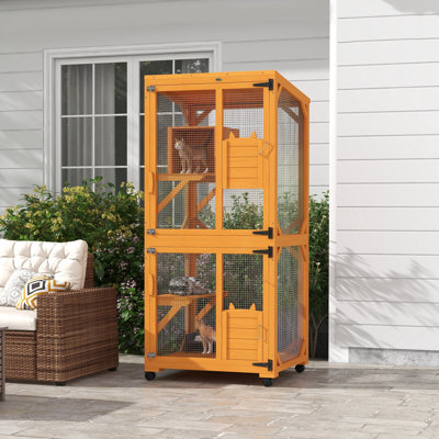 Grande maison pour chat avec boîte de repos sur roulettes